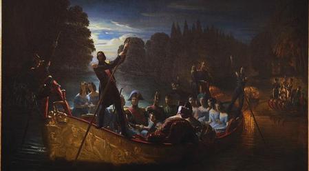 Le Retour en barque du château de Saint-Cloud au château de Neuilly du roi Louis-Philippe entouré de sa famille